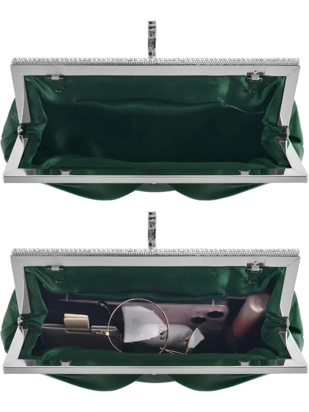 👜 Women's GreenPU Leather Formal Evening Bags Shoulder Party Cocktail Clutch